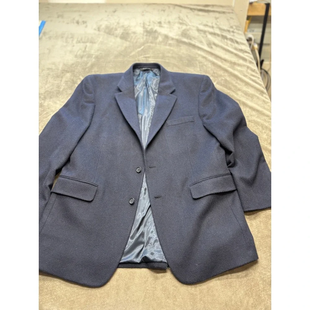 Jos‎ A Bank 100% Camelhair Blazer Navy Blue 44R Mens Classic Fit Sport Coat
